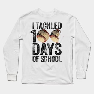 Funny I Tackled 100 Days of School Softball Baseball Team Long Sleeve T-Shirt